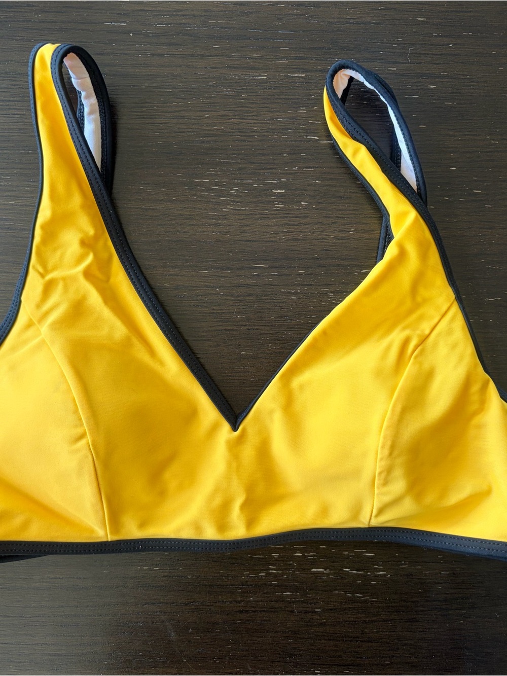 Yellow Contrast-Trim swim Top